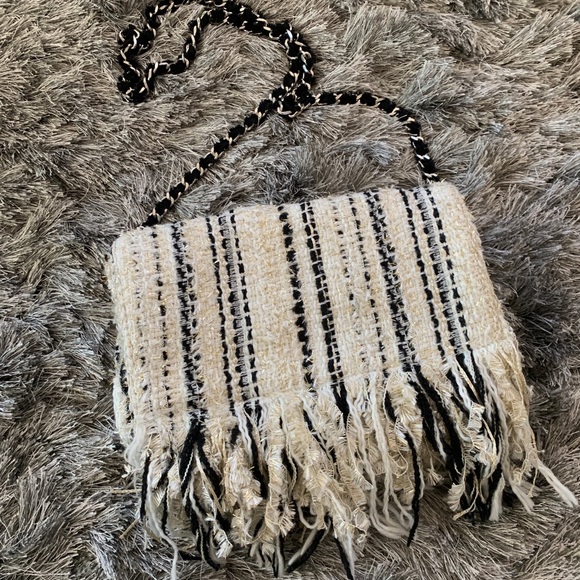 Zara Handbags - Zara Chanel style textile fringe crossbody